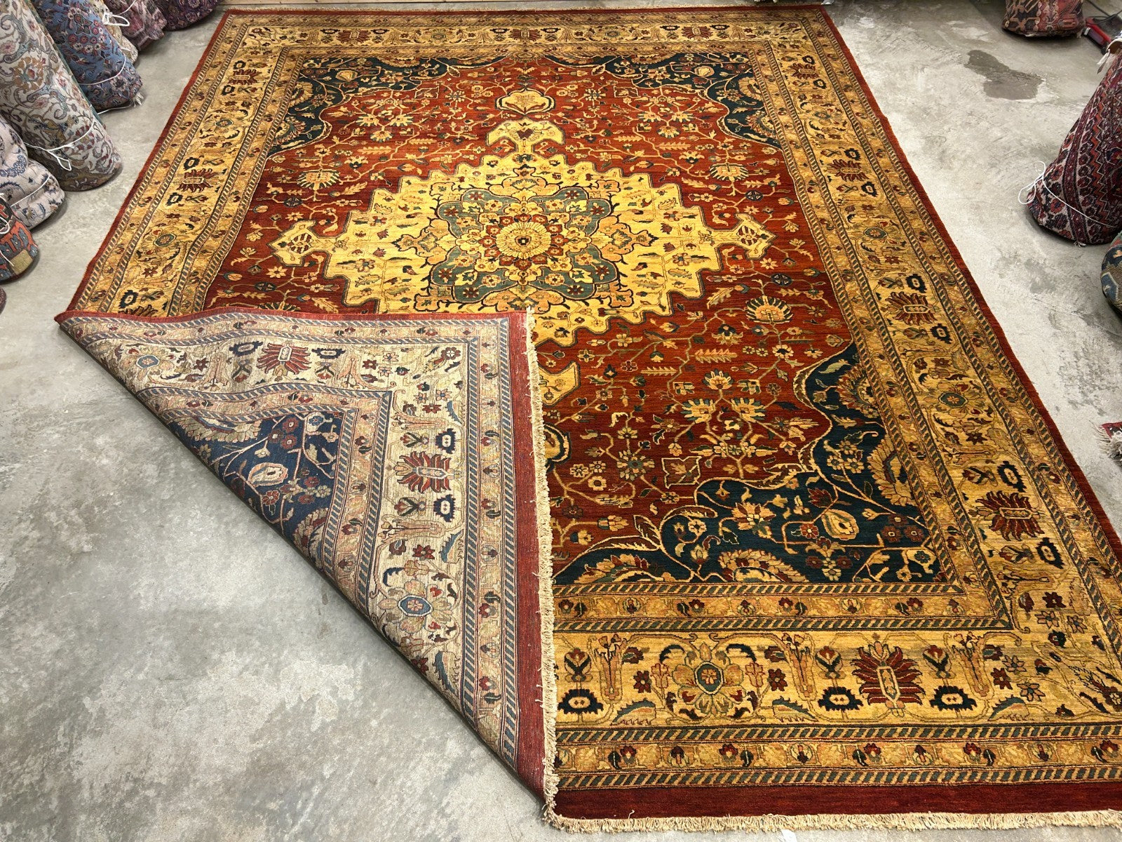 11'11"x15'5" Hand-Knotted 100% Wool Pile Herize Area Rug - Carpet