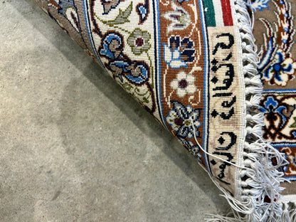 6'9"x10'6" Very Fine Hand-Knotted Wool & Silk Isfahane Rug - Area Carpet