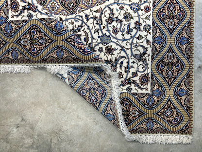 6'6"x10' Extra Fine Hand-Knotted Wool & Silk Isfahane Rug