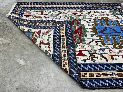 4'x4'10" Needle Punched 100% Wool Soumak Area Rug - Carpet