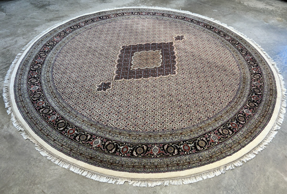 8' Diameter Exquisite Hand-Knotted 100% Wool Pile Oriental Rug