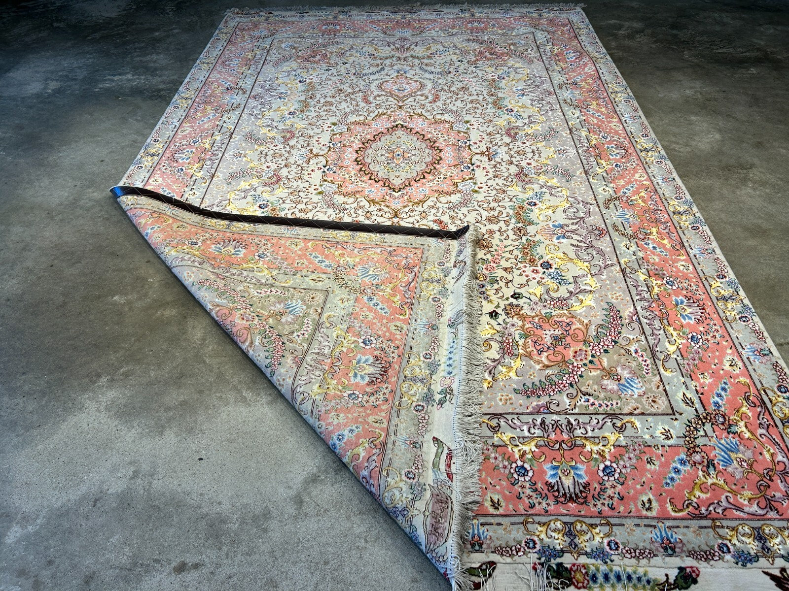 6'8"x10'3" Extra-Fine Signed Hand-Knotted Wool & Silk Tabrize Rug - Area Carpet