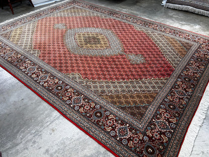 8'3"x11'3" Hand-Knotted Silk & Wool Tabrize Fish Style Area Rug