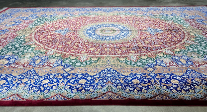 6'6"x10' Exquisite Extra-Fine Hand-Knotted 100% Silk Qume Carpet - Area Rug