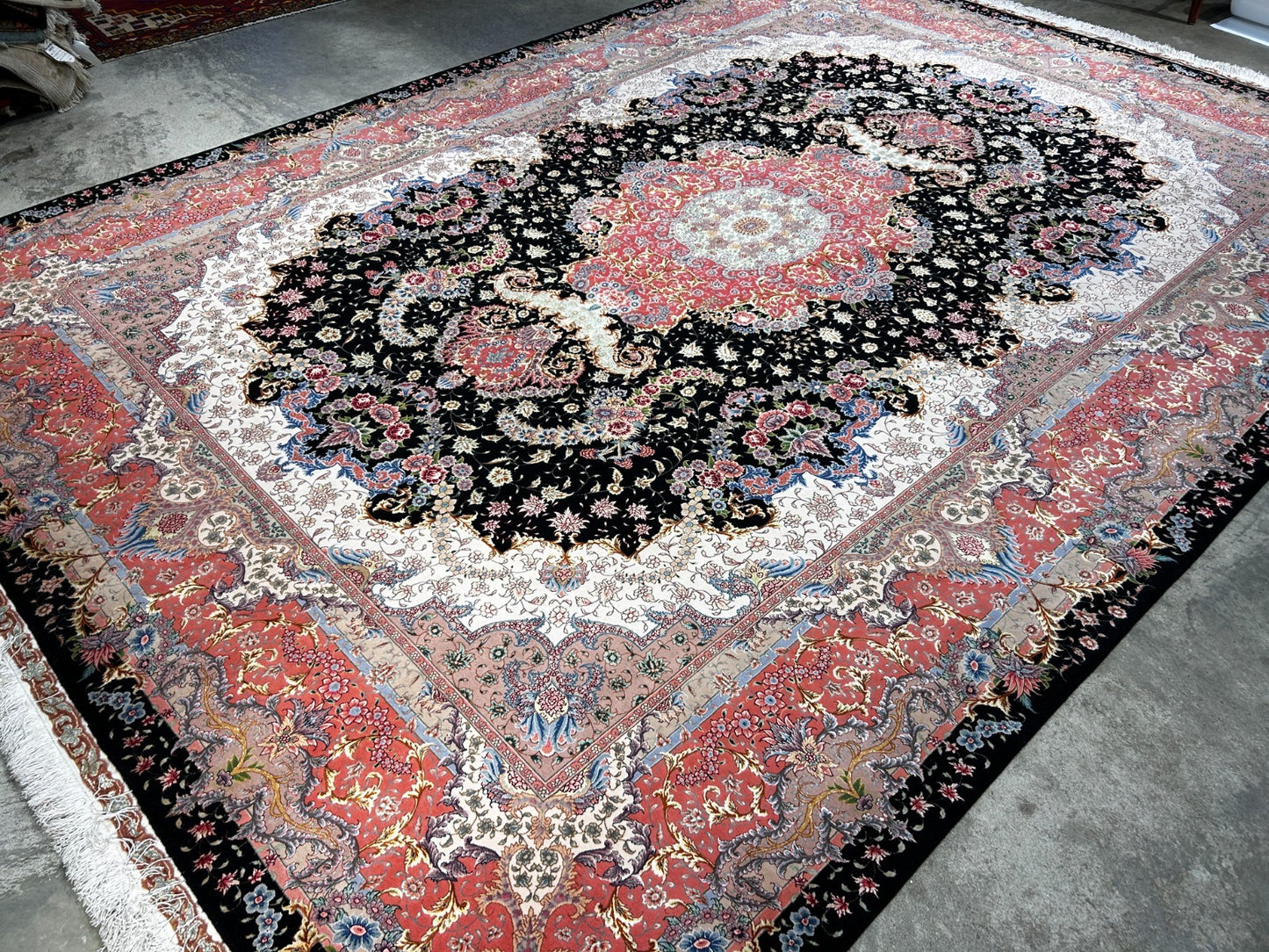 8'2"x11'7'' Hand-Knotted Very Fine Silk & Wool Pile Tabrize Benam Area Rug