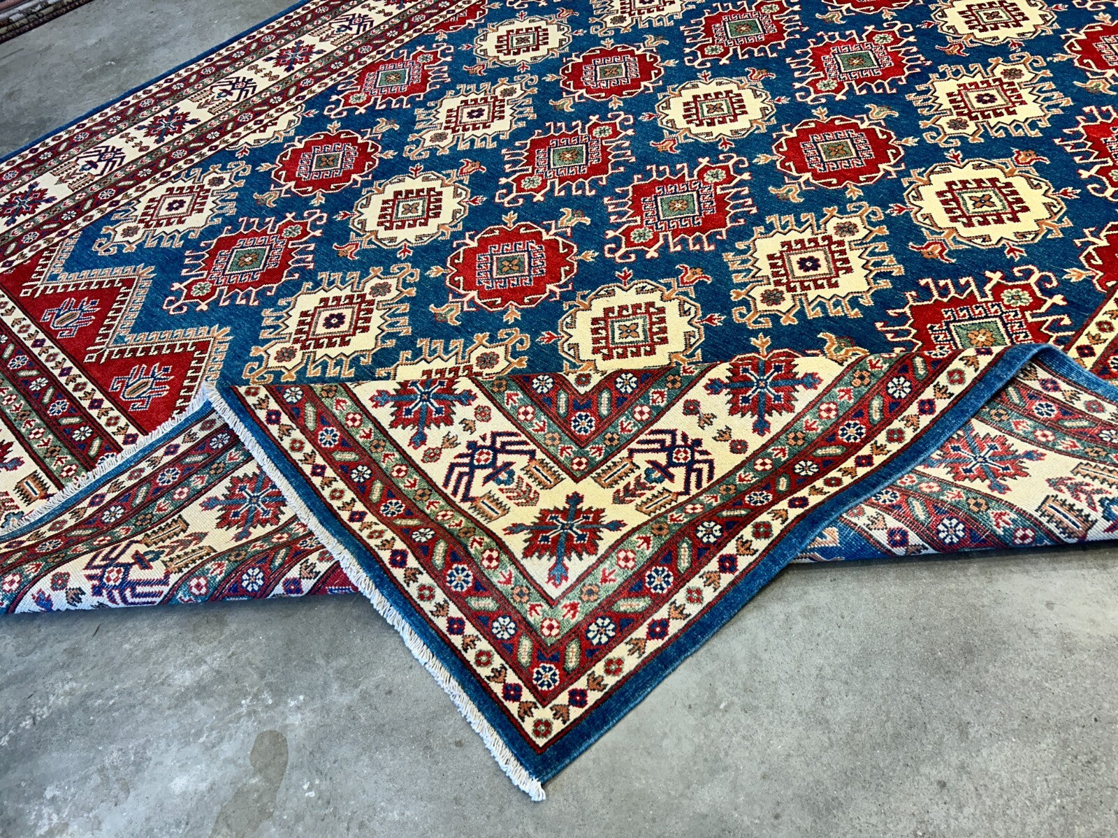 9'x12' Hand-Knotted 100% Wool Pile Kazak Rug