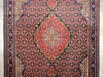 6'7"x9'4" Hand-Knotted 100% Wool Pile Tabrize Fishe Design Carpet - Area Rug