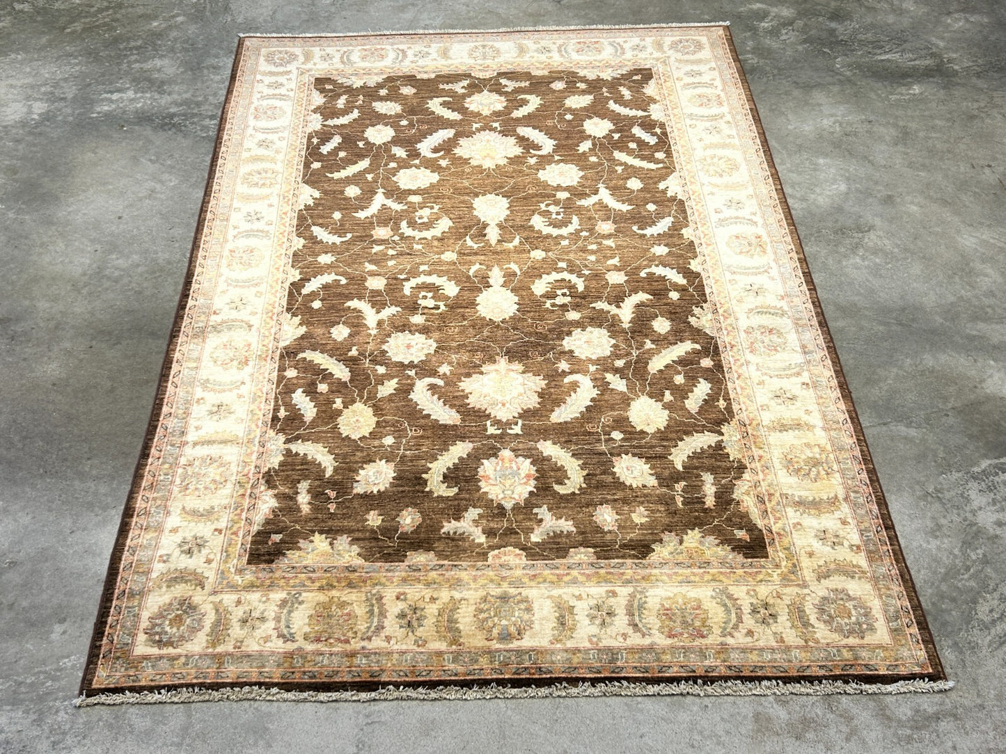 6'3"x9'7" Hand-Knotted 100% Wool Pile Peshawar Carpet - Area Rug