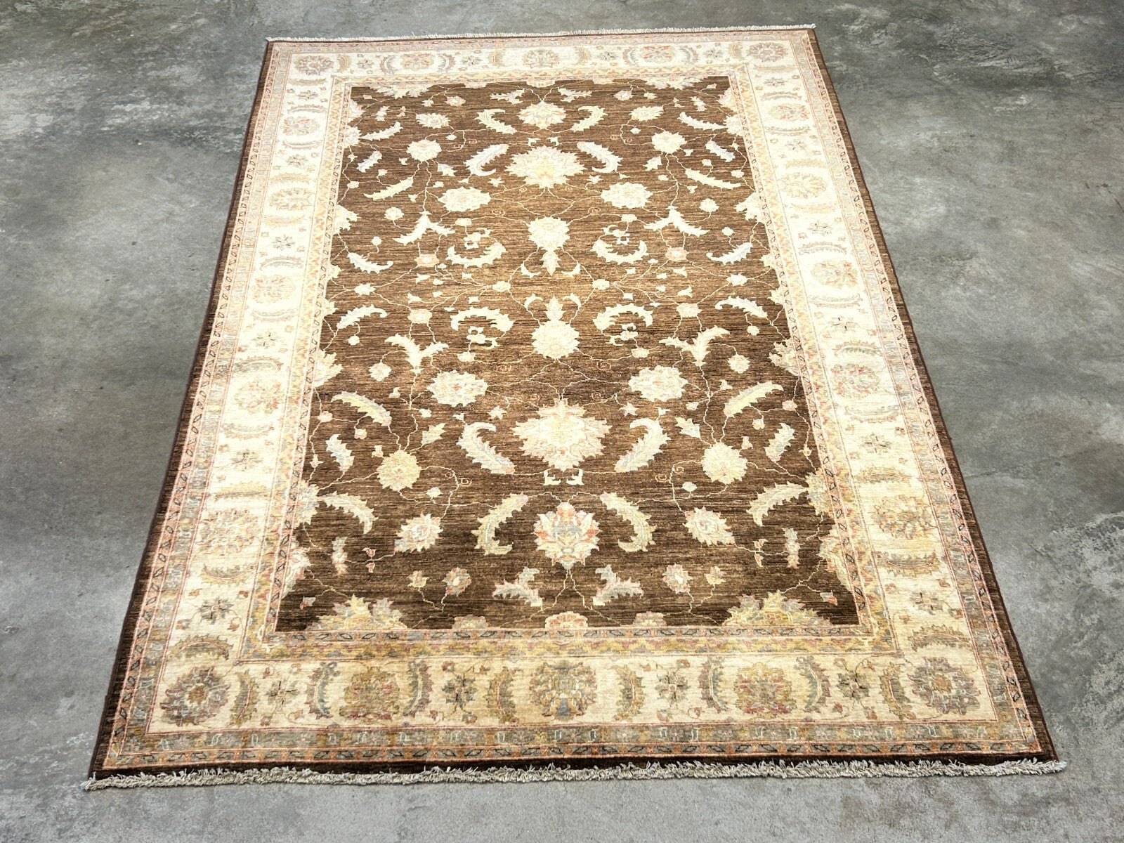 6'3"x9'7" Hand-Knotted 100% Wool Pile Peshawar Carpet - Area Rug