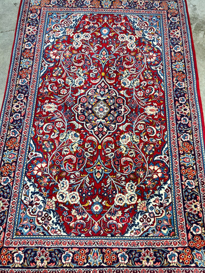 3'5"x5'2" Hand-Knotted 100% Wool Pile Sarouke Rug