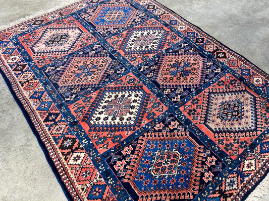 3'7"x4'9" Hand-Knotted 100% Wool Pile Yalamehe Carpet - Area Rug