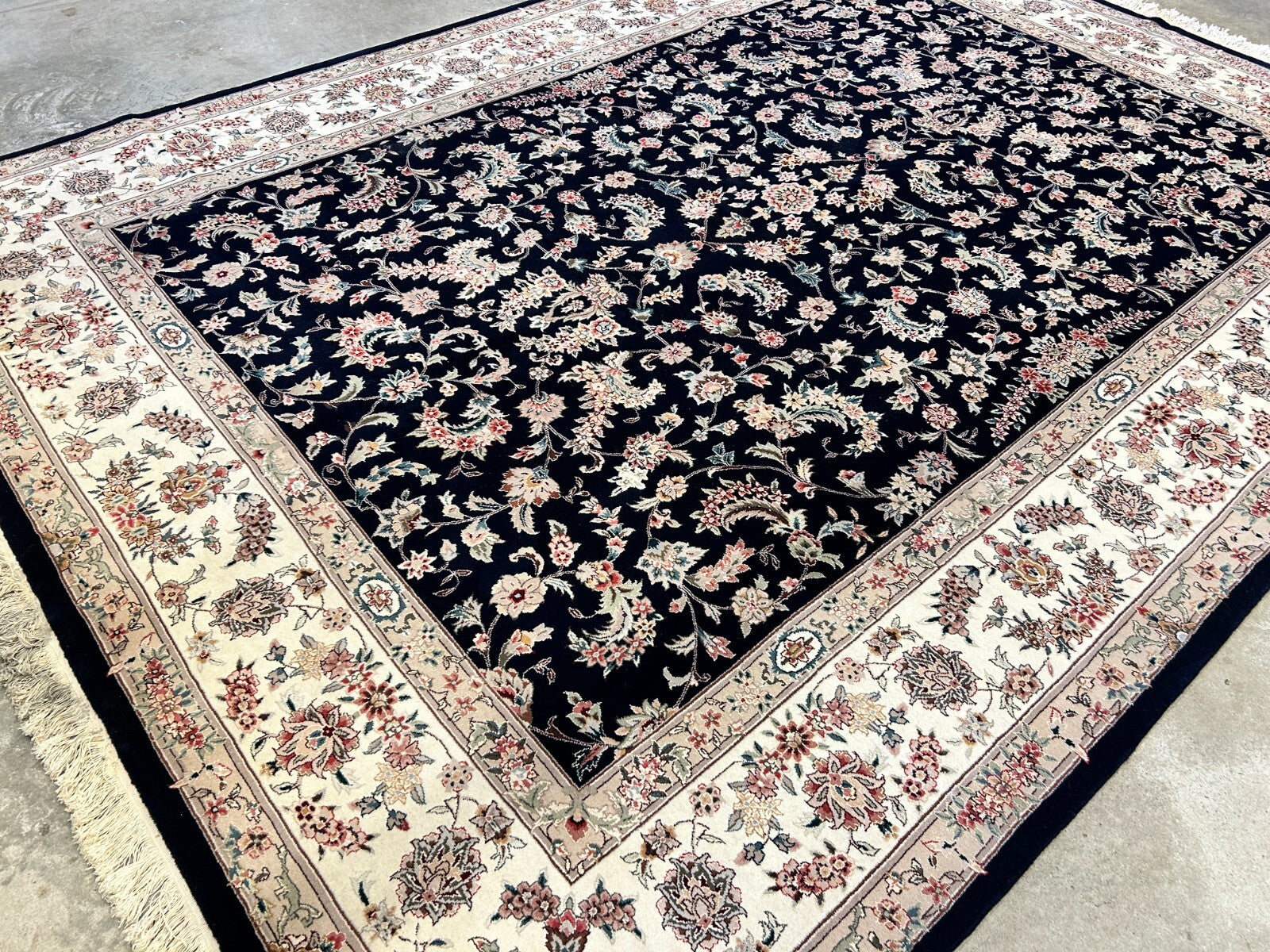 9'x12' Hand-Knotted Wool & Silk Pile Sinopersian Carpet - Area Rug