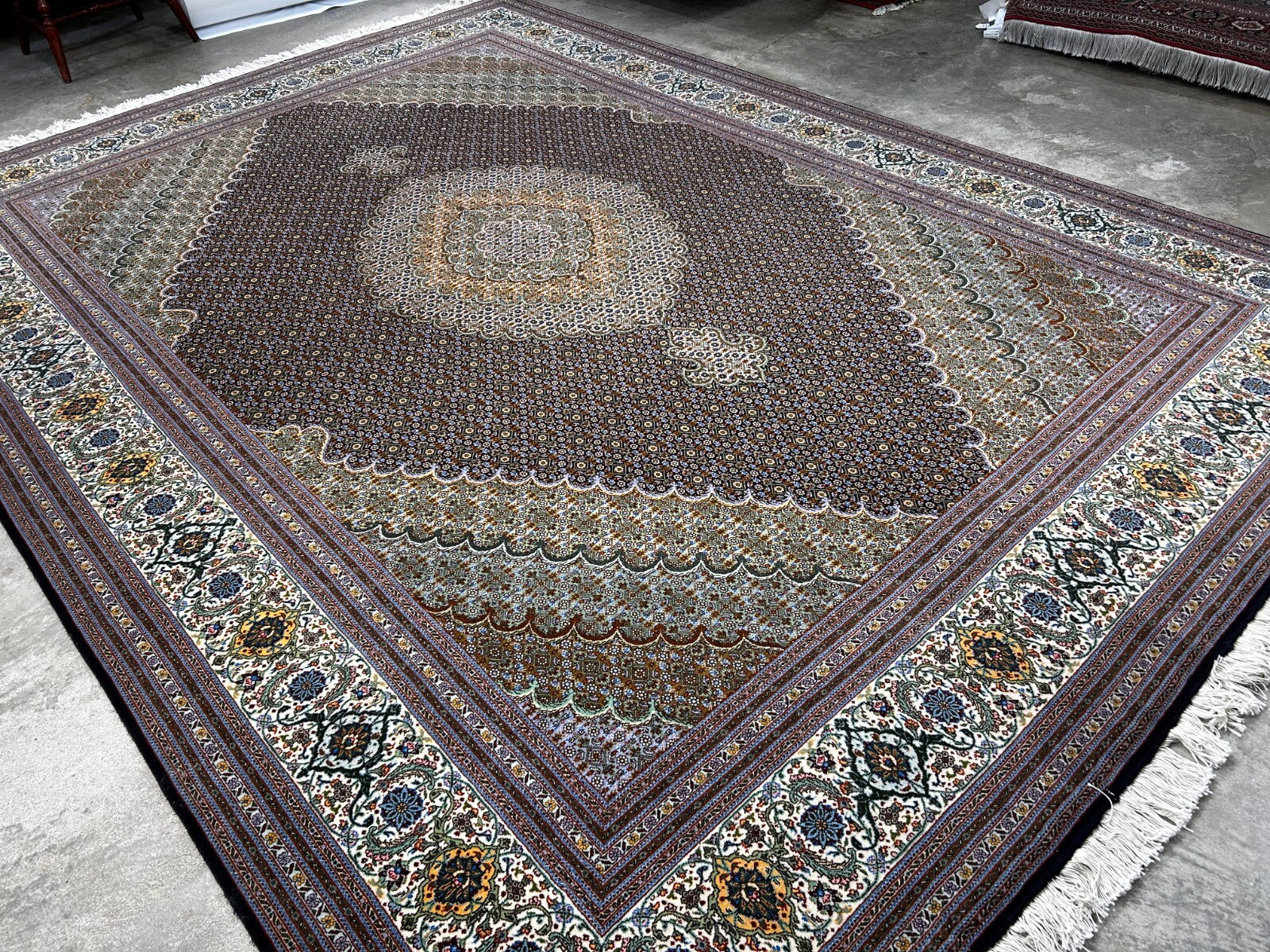 8'3"x11'6" Fine Hand-Knotted Wool & Silk Oriental Rug - Area Carpet