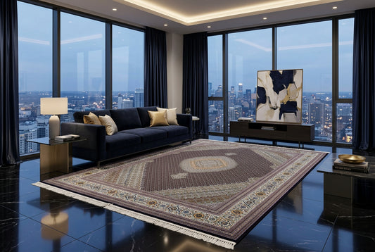 8'3"x11'6" Fine Hand-Knotted Wool & Silk Oriental Rug - Area Carpet