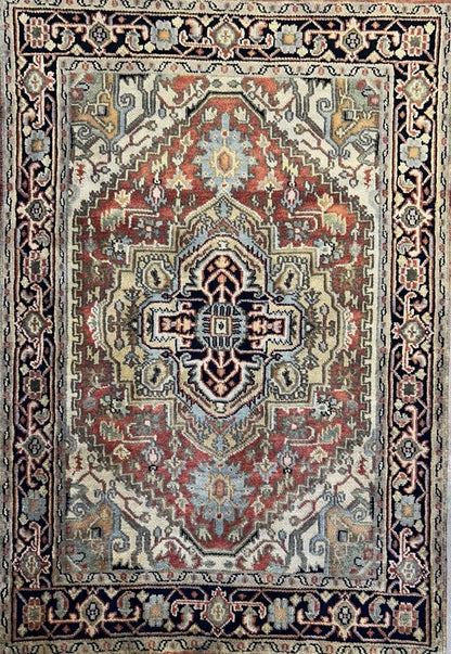 4’1”x6’1” Hand-Knotted 100% Wool Indoserapi Area Rug - Carpet