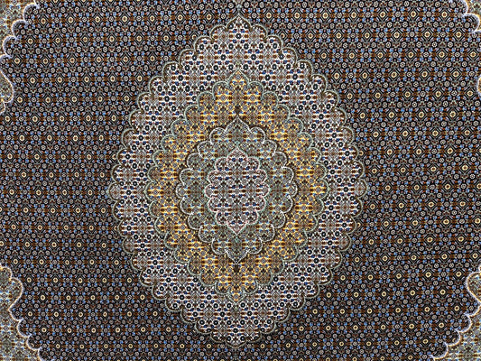 8'3"x11'6" Fine Hand-Knotted Wool & Silk Oriental Rug - Area Carpet