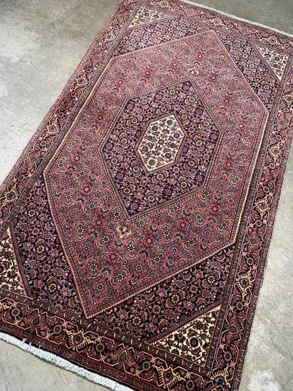 3'7"x6'1" Hand-Knotted 100% Wool Pile Bijare Carpet - Area Rug