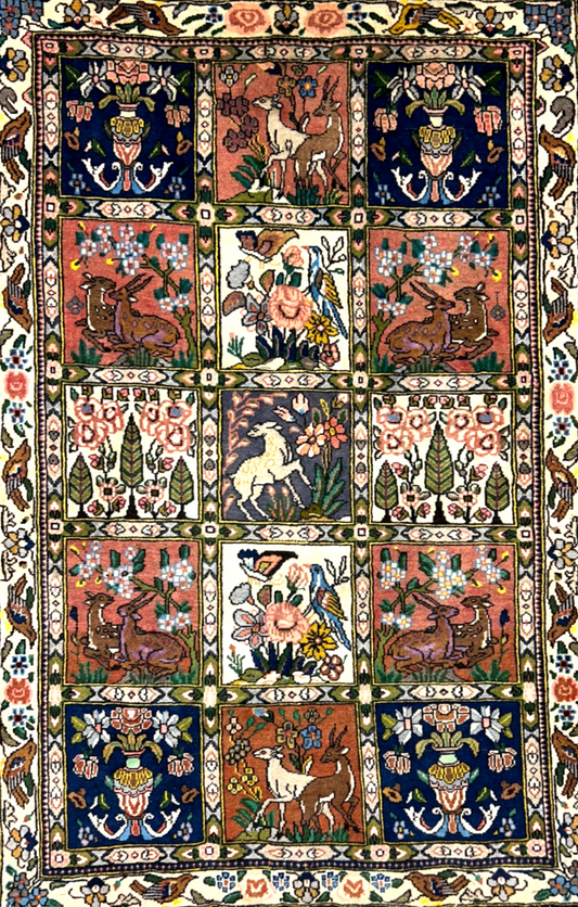 3'5"x5'2" Hand-Knotted 100% Wool Pile Bakhtiarie Area Rug - Carpet