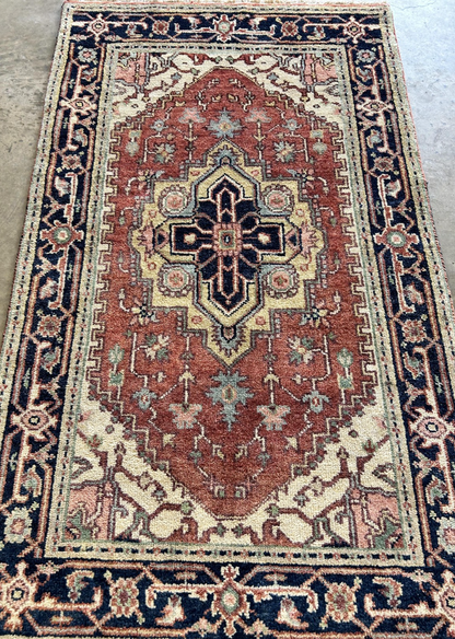 3'x5' Hand-Knotted 100% Wool Pile IndoSerapi Rug
