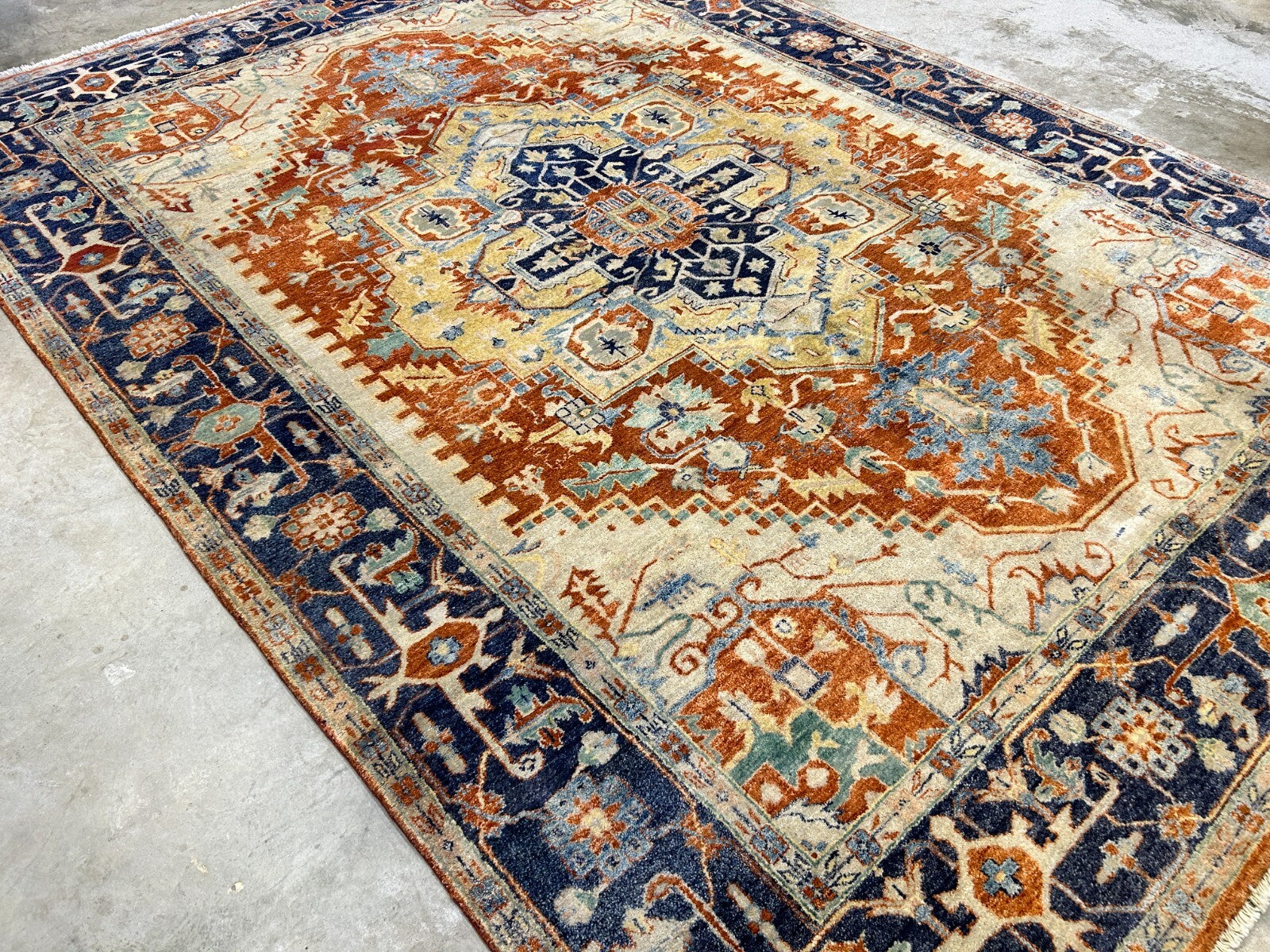 9'x12' Hand-Knotted 100% Lamb Wool Serapie Design Carpet - Area Rug