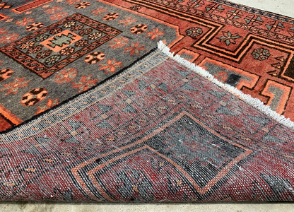 4'2" x 6'5" Antique Hand-Knotted 100% Wool Pile Hamadane Area Rug