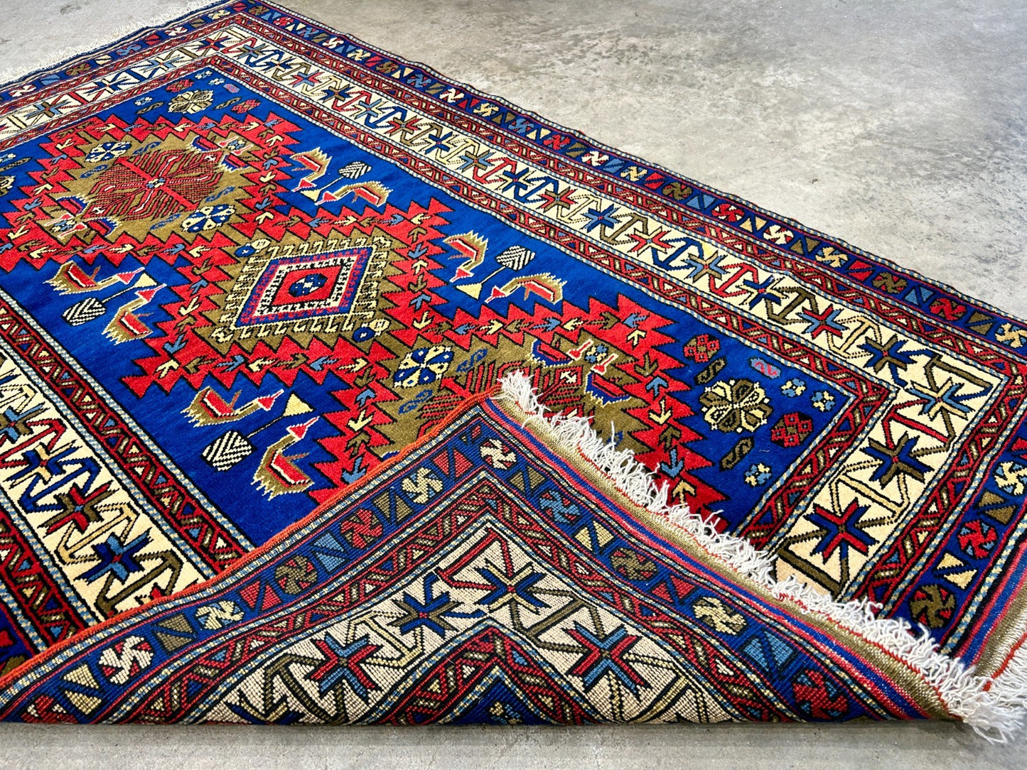 3'6"x5'9" Hand-Knotted 100% Wool Pile Yalamehe Rug