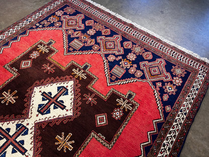 5'6" x 7'9" Hand-Knotted 100% Wool Hamadane Area Rug