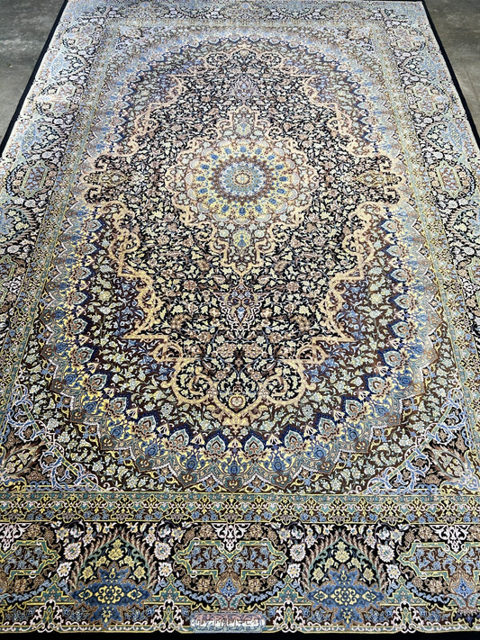 6'5"x9'10" Exquisite Hand-Knotted 100% Silk Qume Rug