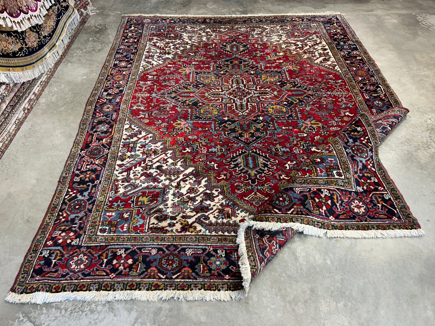 8'2"x10'8" Vintage Hand-Knotted 100% Wool Pile Herize Area Rug - Carpet