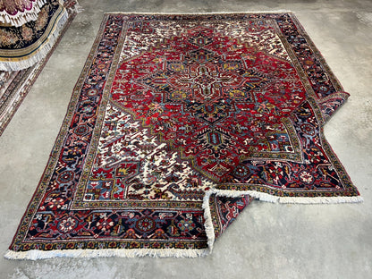 8'2"x10'8" Vintage Hand-Knotted 100% Wool Pile Herize Area Rug - Carpet