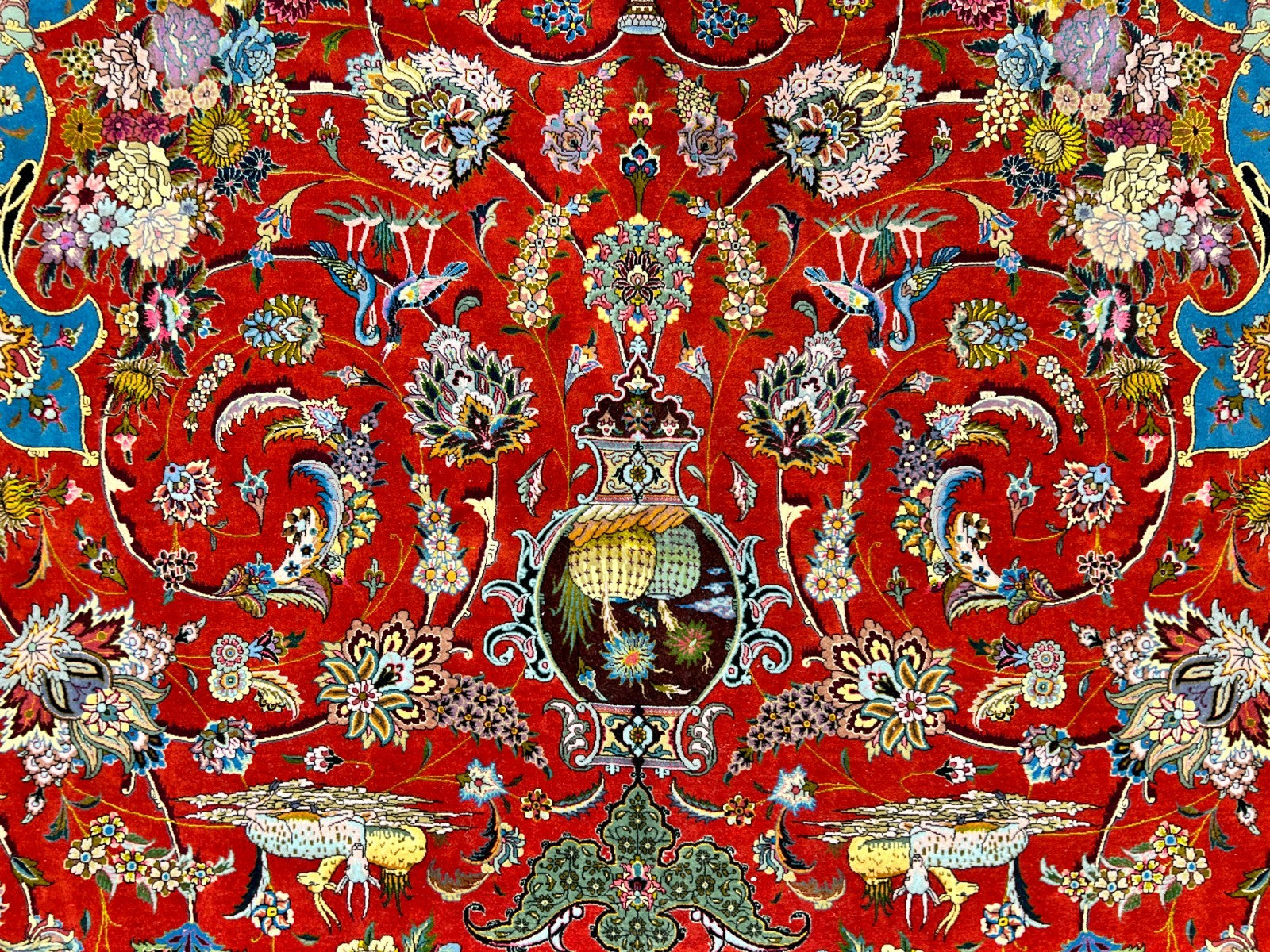 Collector Item - 10'9"x14'8" Hand-Knotted Wool & Silk Tabrize Area Rug