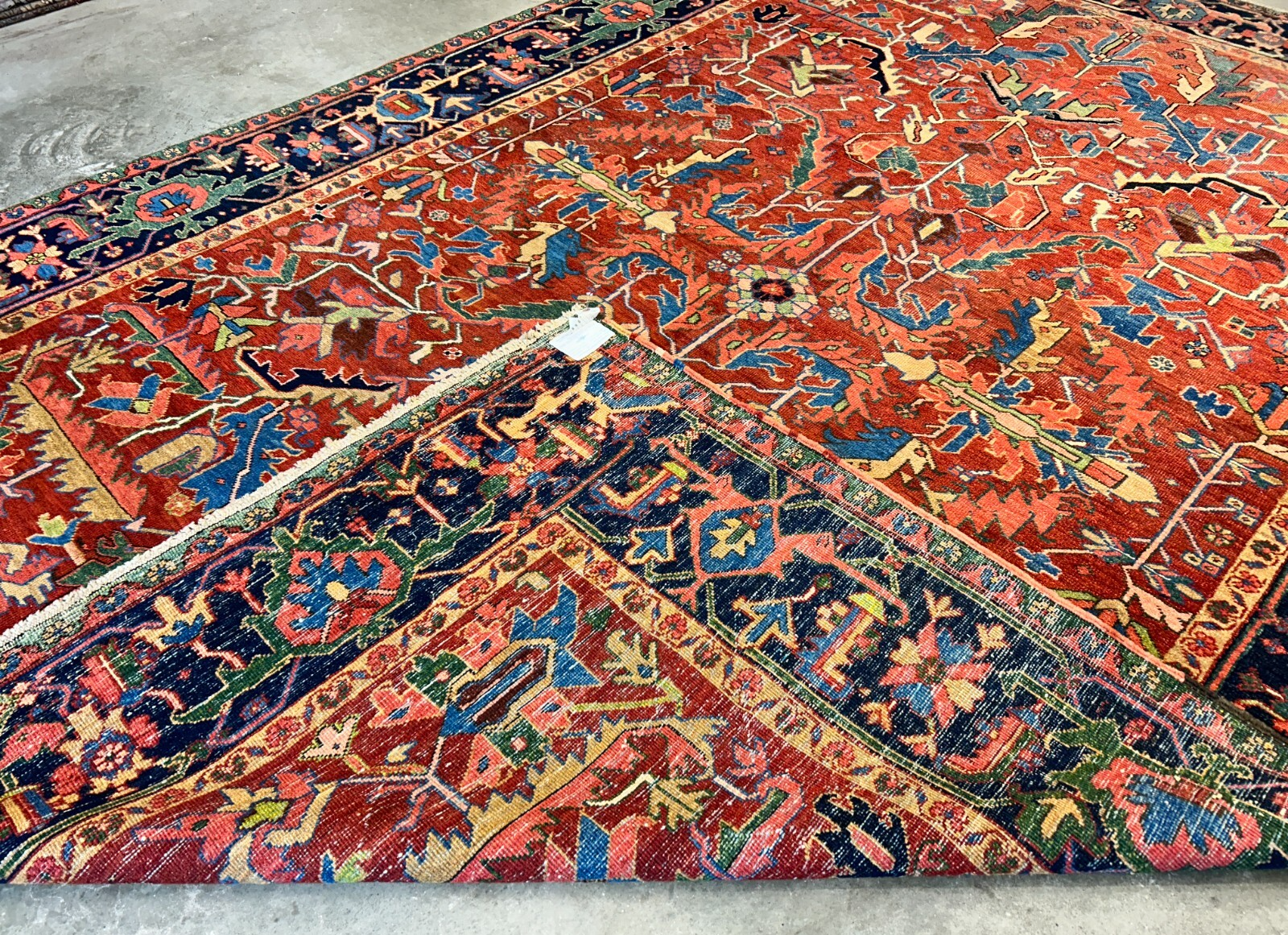 Collector Item - 9'x12'4" Antique Fine Wool Herize Serapy Hand-Knotted Rug