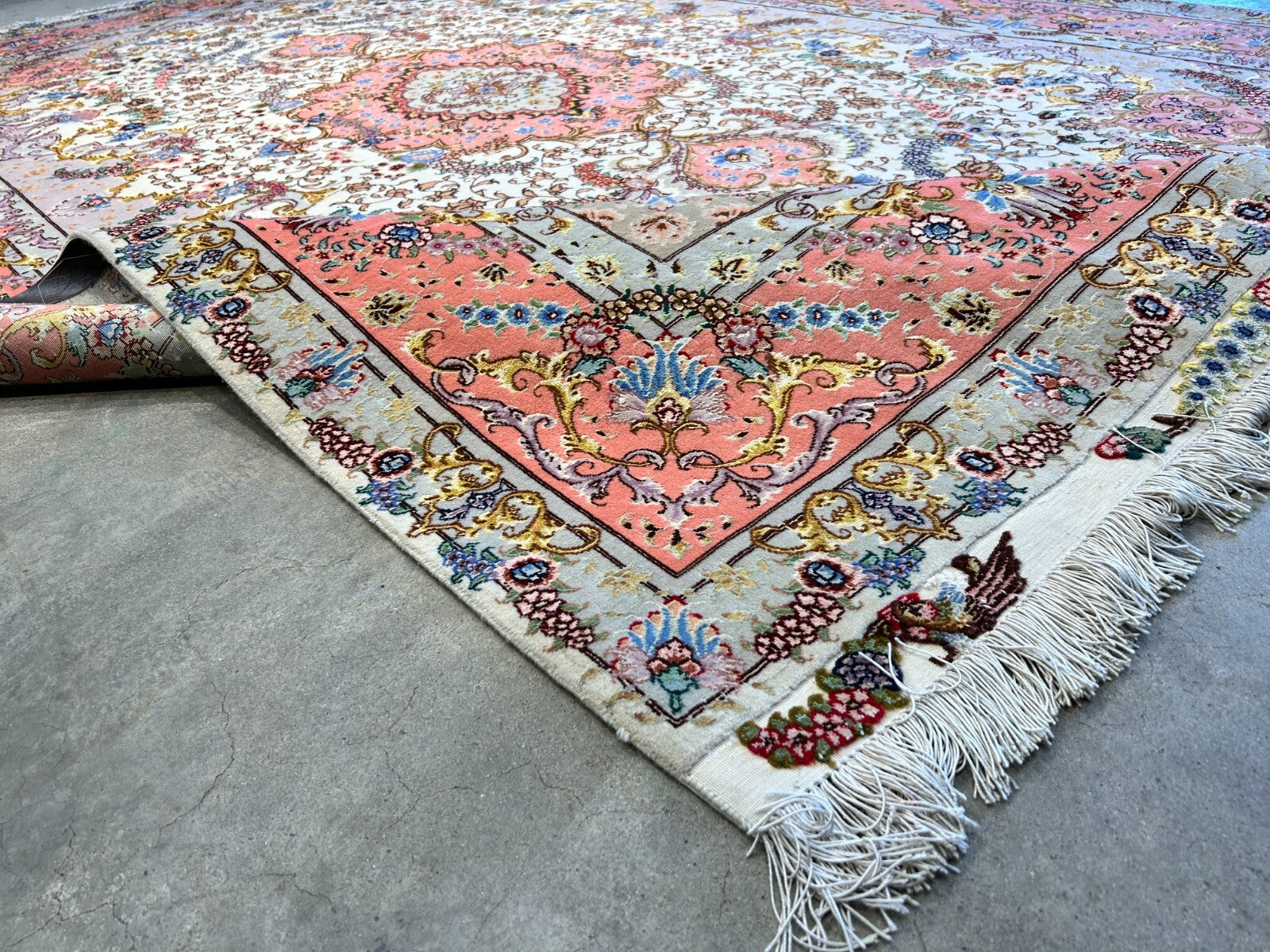 6'8"x10'3" Extra-Fine Signed Hand-Knotted Wool & Silk Tabrize Rug - Area Carpet