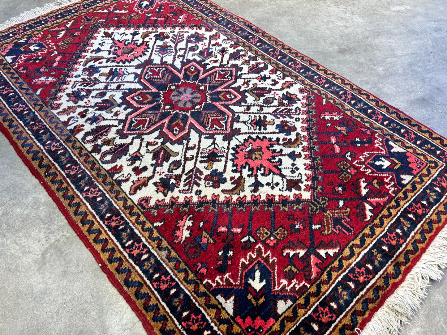 3'1"x5' Hand-Knotted 100% Wool Pile Herize Rug