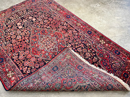 Rare Antique _ 3'5"x5'3" Hand-Knotted 100% Wool Pile Sarouke Josan Area Rug