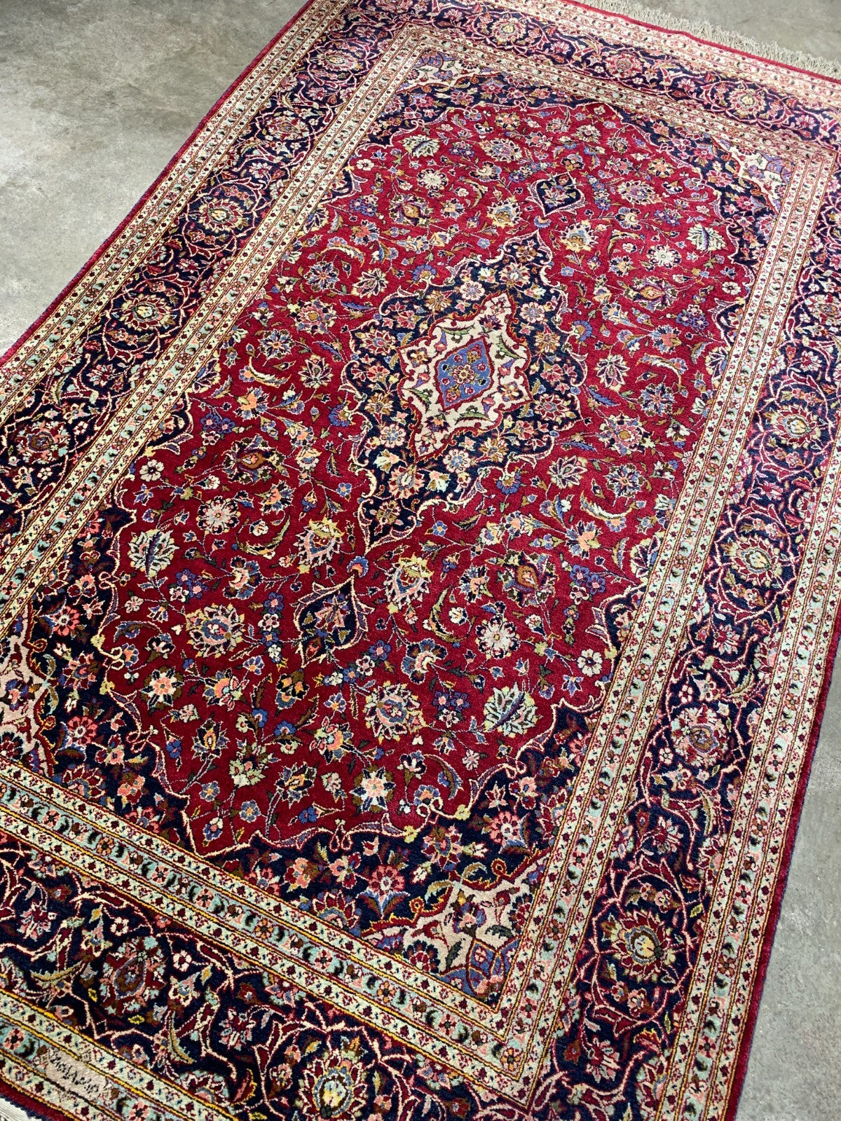 4'4"x6'6" Collector Antique Hand-Knotted 100% Silk Kashane Rug