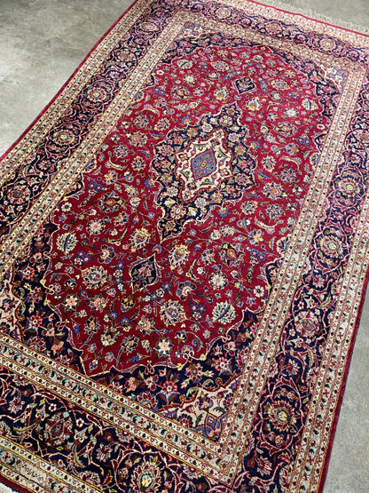 4'4"x6'6" Collector Antique Hand-Knotted 100% Silk Kashane Rug