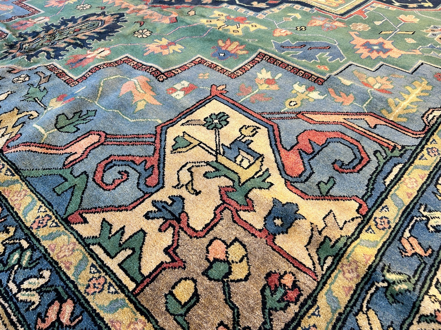 11'11"x15'11" Hand-Knotted 100% Wool Pile Herize Area Rug - Carpet