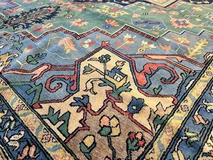 11'11"x15'11" Hand-Knotted 100% Wool Pile Herize Area Rug - Carpet