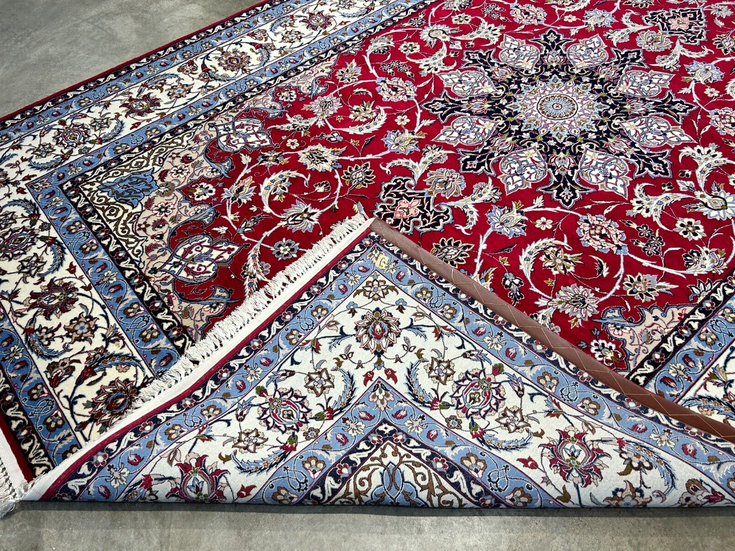 6'7"x9'10" Fine Hand-Knotted Wool & Silk Blend Isfahane Area Rug - Signed