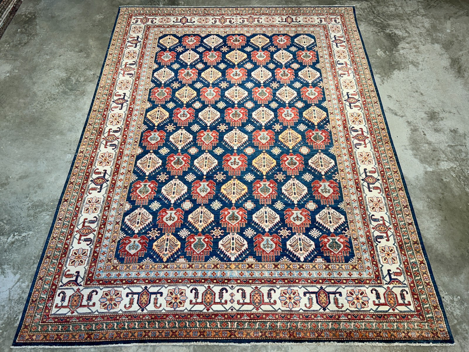 8'9"x11'11" Hand-Knotted 100% Wool Pile Kazak Design Carpet - Area Rug