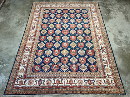 8'9"x11'11" Hand-Knotted 100% Wool Pile Kazak Design Carpet - Area Rug