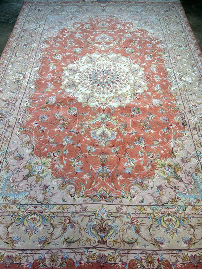 6'7"x9'9" Fine Hand-Knotted Wool & Silk Blend Tabrize Carpet - Area Rug