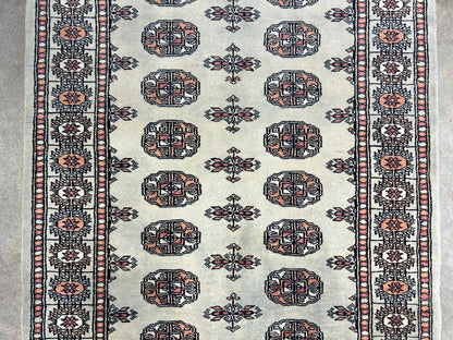 3'1"x4'9" Hand-Knotted 100% Wool Pile Bokhara Rug