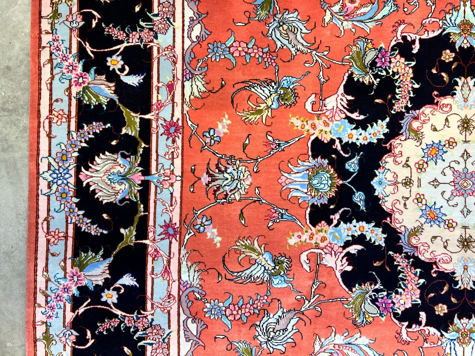 7'x10' Fine Hand-Knotted Wool & Silk Tabrize Rug - Area Carpet