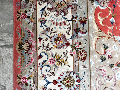 8'4"x12'3" Very Fine Hand-Knotted Wool & Silk Tabrize Rug