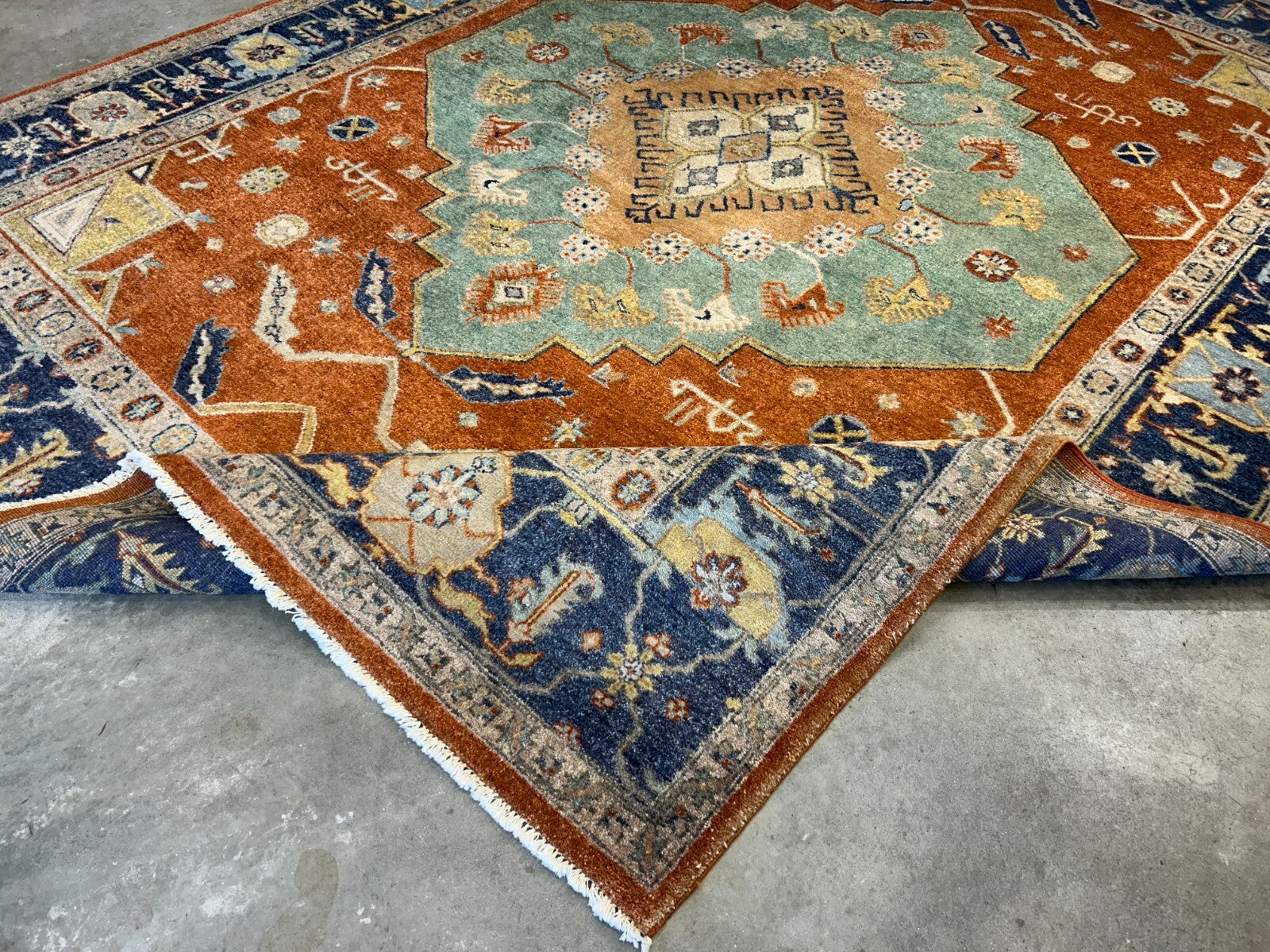 9'2"x11'11" Hand-Knotted 100%  Wool Pile IndoSerapi Rug