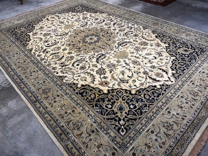 8'1"x12'1" Very Fine Hand-Knotted 100% Wool India Naine Rug - Area Carpet