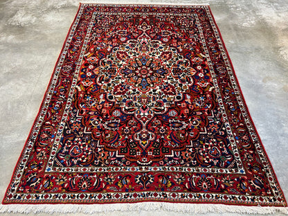6'11"x9'8" Hand-Knotted 100% Wool Pile Bakhtiarie Carpet - Area Rug