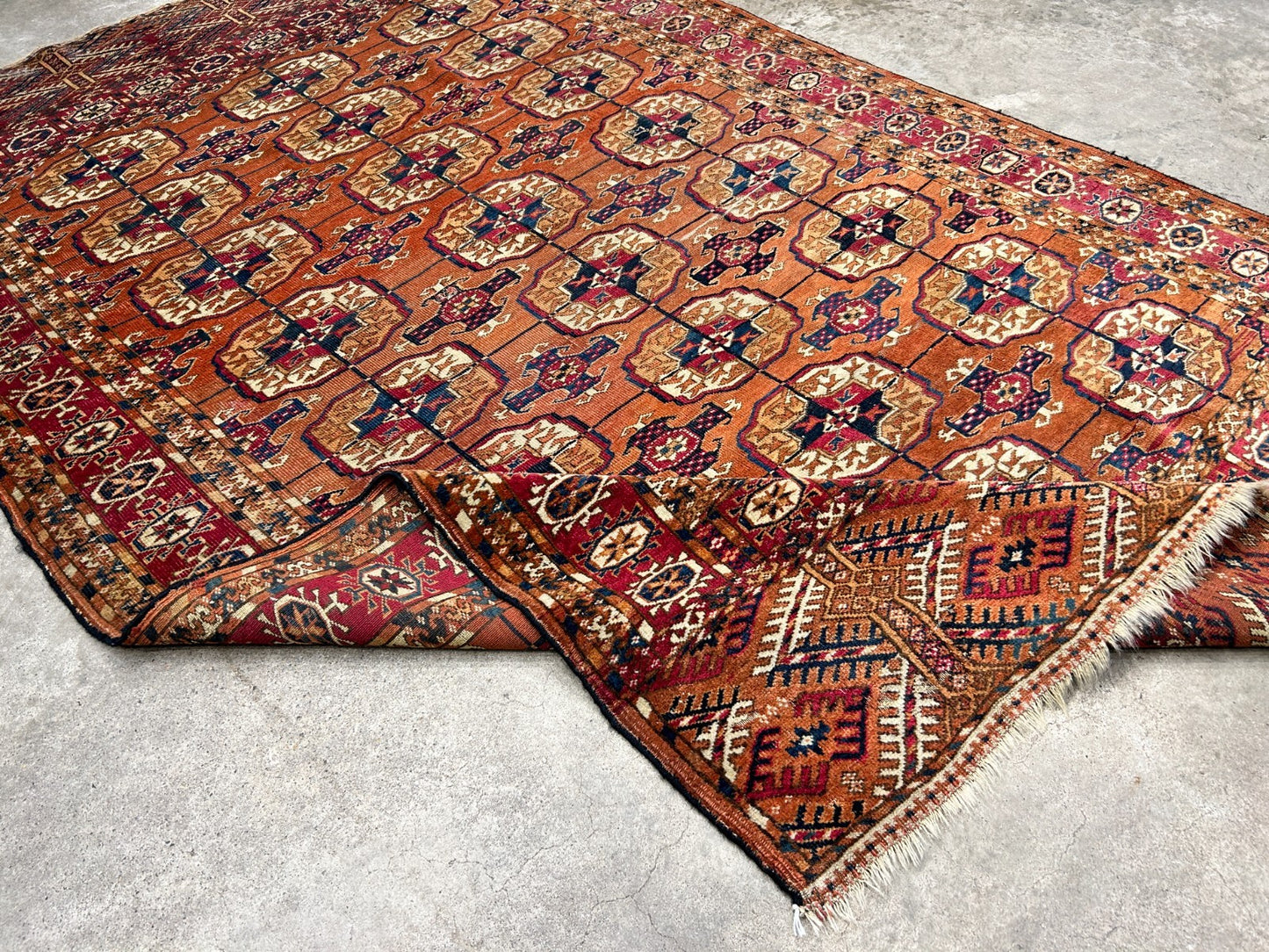 3'10"x6' Antique Hand-Knotted 100% Wool Pile Turkman Bokhara Rug